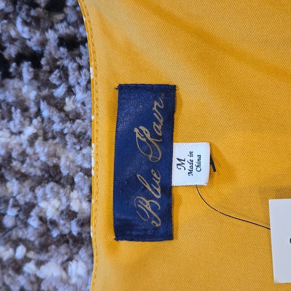 Francescas Blue Rain Gold Smocked Puff Sleeve Mini Dress size Medium - Picture 3 of 5